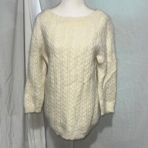 Lauren Ralph Lauren XL Cable Knit Angora Sweater Cream White Women's Top